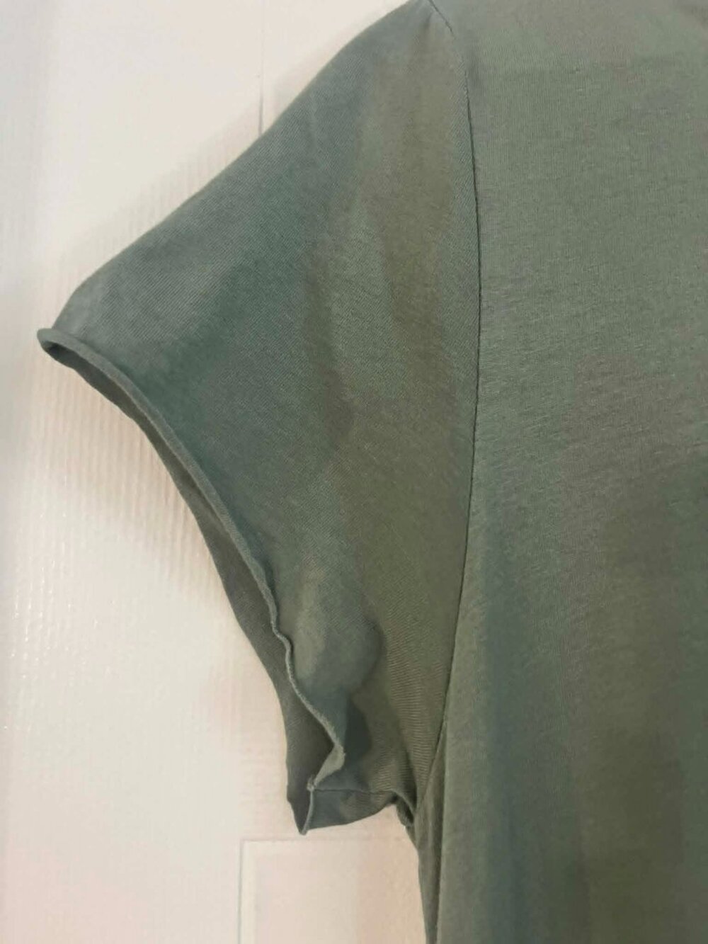 Green/Kaki Colored Short-Sleeved Midi Dress (E13) - Picture 3 of 5